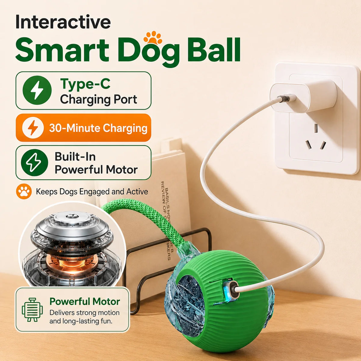 Interactive Rolling Ball Toy for Cats & Dogs - Automatic Chase & Play